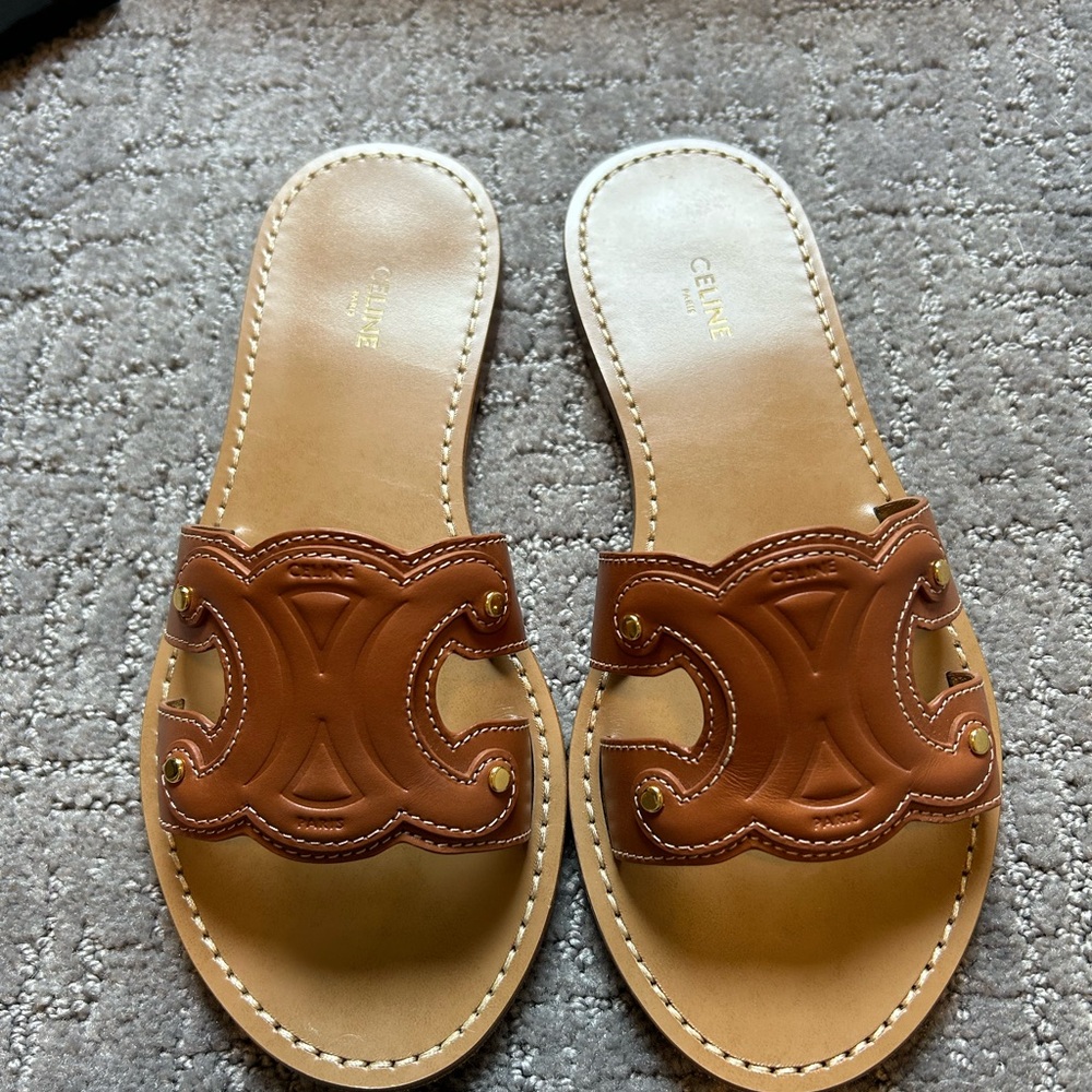 Celine Triomphe Leather Sandal - Picture 4 of 11